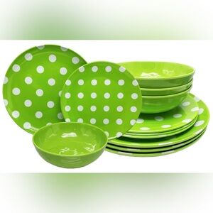 Green Polka Dot Dinnerware Set
